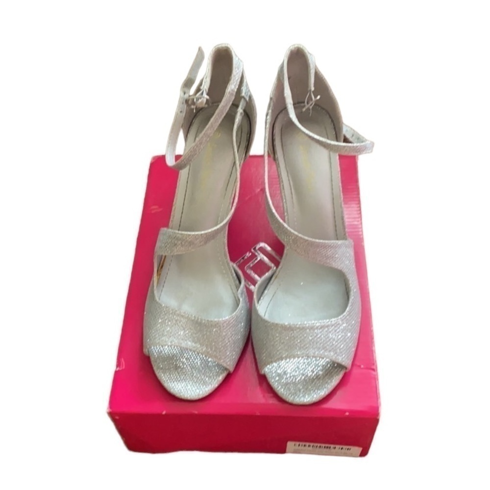 Dream Pairs Silver Glitter Open-Toe Ankle Strap Heels